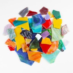 Irregular Stained Glass Scraps Cathedral Glass Scrap Pieces Sheets Mosaic Tiles for DIY Crafts Assorted Colors 1 Pounds /454g (Mixed-1 Pound)
