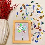 PALJOLLY 120 Pcs Iridescent Glass Petal Mosaic Tiles for Crafts, Stained Glass Supplies, Flower Leaves Mosaic Pieces Kit, Assorted Size and Rainbow Colors