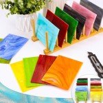 12 Sheets Opaque Stained Glass Bulk Variety Pack, 4 x 6 Inch Mosaic Glass Tiles for Crafts, Assorted Colors Cathedral Art Glass, Glass Sheets for Stained Glass Making Projects