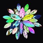 PALJOLLY 120 Pcs Iridescent Glass Petal Mosaic Tiles for Crafts, Stained Glass Supplies, Flower Leaves Mosaic Pieces Kit, Assorted Size and Rainbow Colors