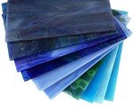 Lanyani 10 Sheets Variety Stained Glass Sheets Pack, 4 x 6 inch Large Cathedral Glass Mosaic Tiles for Crafts, Blue Mixed