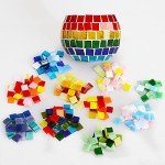 Mosaic Tiles 270 Pieces / 200 g Pack of Colored Mica Glass Mosaic Tile Supplies for Home Decoration, DIY Crafts, Plates, Picture Frames, Flowerpots – 1x1 cm Square Tiles (Green Mix)