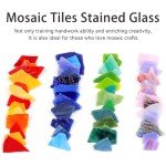 Irregular Stained Glass Scraps Cathedral Glass Scrap Pieces Sheets Mosaic Tiles for DIY Crafts Assorted Colors 1 Pounds /454g (Mixed-1 Pound)