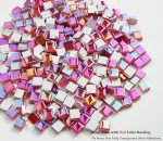 CHICSHIS 0.66lbs Ruby Red Iridescent Mosaic Tiles, 3/8" Square Glass Pieces With Smooth Edges, Ideal for Making Supplies, Small Colored Glass Tiles for DIY Coaster Projects