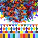 2400 Pcs Mosaic Tiles, Glass Mosaic Tiles for Crafts Bulk, Assorted Color Stained Mosaic Glass Pieces, Mosaic Supplies for Home Decoration, Art Crafts, DIY Projects, Transparent
