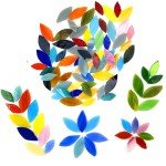 DIY Glass Petal Mosaic Tiles, 100 Pieces Assorted Size and Colors Stained Glass Flower Leaves Handmade Crafts, Decorations for Home, Kitchen,Bathroom Mosaic Projects, Easy for Beginners