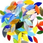 DIY Glass Petal Mosaic Tiles, 100 Pieces Assorted Size and Colors Stained Glass Flower Leaves Handmade Crafts, Decorations for Home, Kitchen,Bathroom Mosaic Projects, Easy for Beginners
