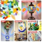 Mosaic Glass Pieces Tiles for Adults: LATIIZ 320Pcs Rainbow Color Mixed 5 Shapes Stained Glass Bulk for Beginner Artist - Mosaics Kit for Making Art Project Craft DIY Lamp Vase Coaster Stepping Stone