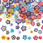 Youway Style Millefiori Flower Glass Mosaic Tiles for Crafts, Mosaic Glass Pieces for DIY Crafts Supplies,Mosaic Garden Craft Kit