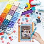 900 pcs 2.2LB Glass Mosaic Tiles, 18 Colors 10mm Mosaic Glass Pieces with Storage Box, Transparent Mosaic Tiles for Crafts Bulk, Mosaic Supplies for Home Decoration, Art Crafts