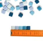 MOSAIKO Blue Mix 300g (10.5oz) - Mosaic Glass Tiles for Crafts - Premium Quality Stained Square Pieces 1cm x 1cm (3/8 inch) - Perfect for Home Decor, DIY Crafts, Pixel Art, Kid Play, Adult Hobbies