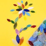 DIY Glass Petal Mosaic Tiles, 100 Pieces Assorted Size and Colors Stained Glass Flower Leaves Handmade Crafts, Decorations for Home, Kitchen,Bathroom Mosaic Projects, Easy for Beginners