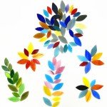 DIY Glass Petal Mosaic Tiles, 100 Pieces Assorted Size and Colors Stained Glass Flower Leaves Handmade Crafts, Decorations for Home, Kitchen,Bathroom Mosaic Projects, Easy for Beginners