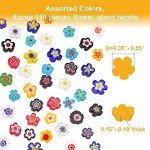 Youway Style Millefiori Flower Glass Mosaic Tiles for Crafts, Mosaic Glass Pieces for DIY Crafts Supplies,Mosaic Garden Craft Kit