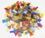 Lanyani 1.3 Pound/200 Pieces Extra Large Transparent Textured Stained Glass Mosaic Tiles for DIY Craft, Colorful Bright Cathedral Tile, 4-Shapes Mixed Pieces Bulk Arts