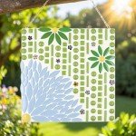 Youway Style Green Leaf Mosaic Tiles for Crafts Bulk,200g Petal Mosaic Glass Pieces,Flower Glass Tiles for DIY Garden Mosaic Making