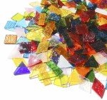 Lanyani 1.3 Pound/200 Pieces Extra Large Transparent Textured Stained Glass Mosaic Tiles for DIY Craft, Colorful Bright Cathedral Tile, 4-Shapes Mixed Pieces Bulk Arts