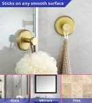 HOME SO Suction Cup Hooks for Shower, Bathroom, Kitchen, Glass Door, Mirror, Tile – Loofah, Towel, Coat, Bath Robe Hook Holder for Hanging up to 15 lbs – Waterproof, Matte Brushed Satin Gold (4-Pack)