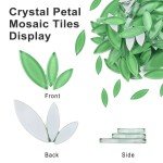 Youway Style Green Leaf Mosaic Tiles for Crafts Bulk,200g Petal Mosaic Glass Pieces,Flower Glass Tiles for DIY Garden Mosaic Making