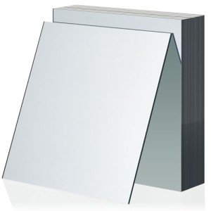 Soaoo Square Glass Mirror Tiles 6 Inch Square Mirror Mosaic Panels Glass Tile Craft for DIY Crafts Projects Supplies Decoration Centerpieces Home Wall Table Ceiling Decor(30 Pcs)