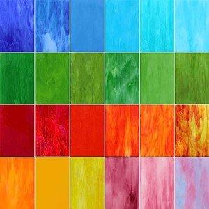 LITMIND 24 Sheets Vibrant Stained Glass Variety Pack – 6 x 4 Inch Tiffany Style Opaque Art Glass for Mosaic & DIY Crafts