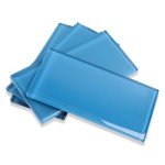 Soulscrafts Glass Subway Tile, 3x6 Inch Glass Tile for Kitchen Backsplash Bathroom Shower Wall Blue (32 Pcs 4 sq.ft)