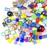 LATIIZ Glass Mosaic Tiles Crafts: 150 Pieces Pre-Cut Waterproof Crystal for Decor Outdoor Home & Garden - DIY Stepping Stones Coaster for Mom & Family Bonding Activities