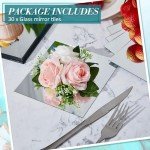 Soaoo Square Glass Mirror Tiles 6 Inch Square Mirror Mosaic Panels Glass Tile Craft for DIY Crafts Projects Supplies Decoration Centerpieces Home Wall Table Ceiling Decor(30 Pcs)