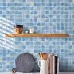 Glass Mosaic Pool Tiles, Blue, 8 Sq.ft Waterproof Floor and Wall Tiles for Bathroom, Kitchen Backsplash, Swimming Pool (8pcs, Blue Crystal)