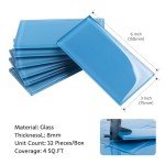 Soulscrafts Glass Subway Tile, 3x6 Inch Glass Tile for Kitchen Backsplash Bathroom Shower Wall Blue (32 Pcs 4 sq.ft)