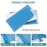 Soulscrafts Glass Subway Tile, 3x6 Inch Glass Tile for Kitchen Backsplash Bathroom Shower Wall Blue (32 Pcs 4 sq.ft)