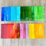LITMIND 24 Sheets Vibrant Stained Glass Variety Pack – 6 x 4 Inch Tiffany Style Opaque Art Glass for Mosaic & DIY Crafts