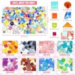 LATIIZ Glass Mosaic Tiles Crafts: 150 Pieces Pre-Cut Waterproof Crystal for Decor Outdoor Home & Garden - DIY Stepping Stones Coaster for Mom & Family Bonding Activities