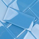Soulscrafts Glass Subway Tile, 3x6 Inch Glass Tile for Kitchen Backsplash Bathroom Shower Wall Blue (32 Pcs 4 sq.ft)