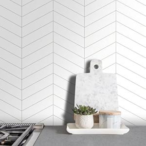 SUNWINGS Peel and Stick Chevron Shower Tile, 10 Sheets