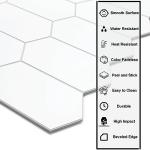 White Long Hexagon Peel and Stick Tile Set