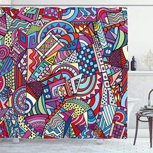 Psychedelic Triangle Shower Curtain in Colorful Art