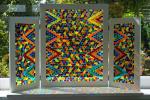Bright Stained Glass Triangle Mosaic Shower Tiles