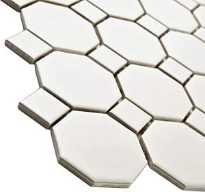 Tenedos 12x12 Matte White Octagon Mosaic Tile