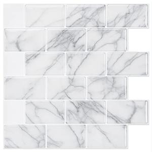Art3d Gray Marble Peel and Stick Shower Tile
