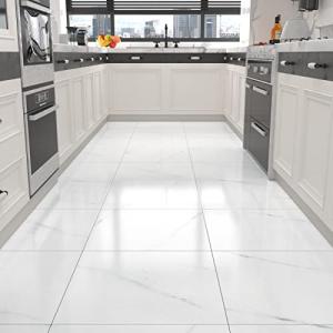 White Marble Peel and Stick Floor Tiles - 20 PCS