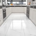 White Marble Peel and Stick Floor Tiles - 20 PCS