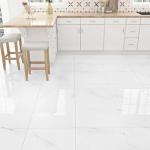White Marble Peel and Stick Floor Tiles - 20 PCS