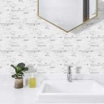AULIGET White Marble Peel and Stick Wall Tiles