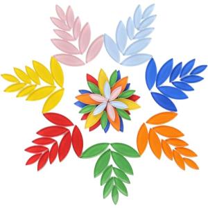 Youway Style Leaf Mosaic Tiles for Crafts Bulk,454g Flower Craft Glass Mosaic Tiles Pieces,Petal Mosaic for Garden Decoration