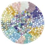 Wq Warmqing Iridescent Glass Mosaic Tiles for Crafts,Blue Square Glass Pieces for Mosaic Supplies, DIY Rainbow Adults Mural Art Kit