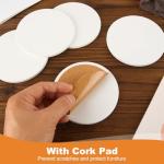MIVIDE 24 Pack Round Ceramic Tiles for Crafts, 4 Inch Sublimation Ceramic Coasters, Glossy Ceramic Tiles Glazed Blanks with Cork for DIY, Wedding, Arts Crafts