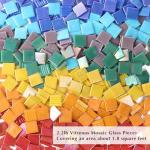 Youway Style Vitreous Mosaic Tiles for Crafts Bulk, 2.2lb Iridescent Mosaic Glass Tiles for Art Crafts, 3/4 inch Square Mosaic Glass Pieces