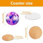 14 PCS Round Ceramic Tiles for Crafts 4x4 inches and self Adhesive Cork mat, unglazed Ceramic Coasters for Crafts ，Use with Alcohol Ink or Acrylic Pouring Make Your Own DIY Coasters
