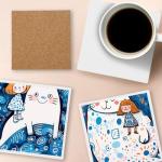 SHUESS 25 Pcs Blank Ceramic Tiles for Crafts - 4"x4" Unglazed Coasters with Cork Backing Pads for Painting, Alcohol Ink, Acrylic Pouring, DIY Coasters